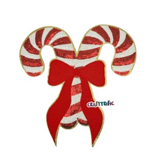 Candy Cane Sequin Patch, Christmas Patch, Large Patch, Sequin Iron On Patch, T-Shirt patch, Heat Transfer Patch