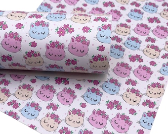 Kawaii Pastel Cats Premium Printed Faux Leather