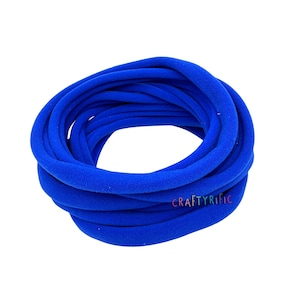 Royal Blue Nylon Headbands, Set of 10, Super Soft Headband 6mm 26cm, Super Stretchy Baby Headbands, Wholesale Bulk Soft Nylon Headbands