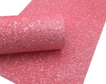 PINK FROSTED Chunky Glitter fabric Sheets, Chunky Glitter Faux Leather, Glitter Fabric for Bows and Crafts - 0633