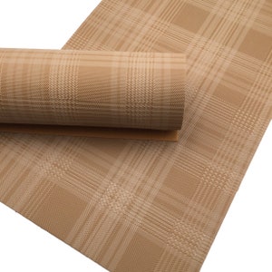 TAN PLAID Embossed Faux Leather Sheet, Brown Faux Leather, Textured Leather, Vegan Leather, Leather for Earrings - 1291