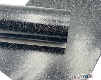 Black Glitter Vinyl With Canvas Back For Embroidery, Glitter Sheets, Embroidery Glitter, Hair Bow Material
