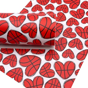 Basketball Pattern Faux Leather Sheet/printed Faux Leather for