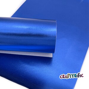 Royal Blue Metallic Smooth Faux Leather Sheets, PVC Faux Leather Sheet - 0190