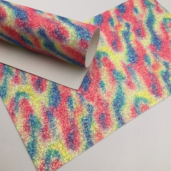 Iridescent Rainbow Chunky Glitter Fabric Sheets for Crafts & Bows