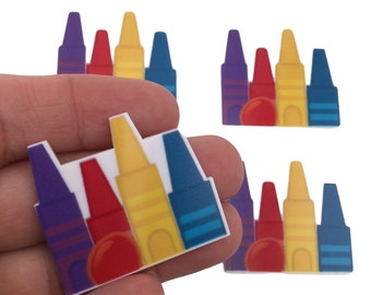 CRAYONS Résine Dos Plat Ensemble de 4, Arc Centre, Dos Plat, Cabochon, Résine Planaire