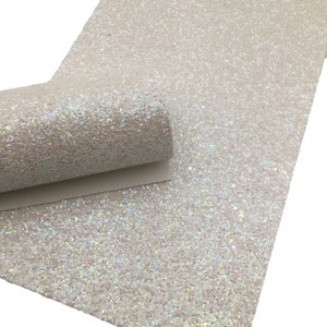 WHITE AURORA Chunky Glitter Canvas Sheets, Yellow Chunky Glitter Fabric Sheet, Canvas Fabric for Bows - 543