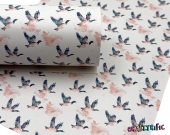 Mallard Duck Faux Leather Sheet, Hunting Leather, Custom Fabric, Custom Printed Leather