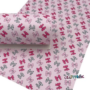 Pink Soccer Bow Faux Leather Sheet, Soccer Bow Print, Coquette Sports Custom Printed Leather