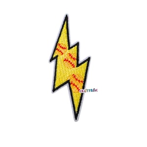 May include: Embroidered yellow lightning bolt patch with red stitching details. The patch has a black border and a white backing. The text "Craftyrific" is visible on the lower right side.