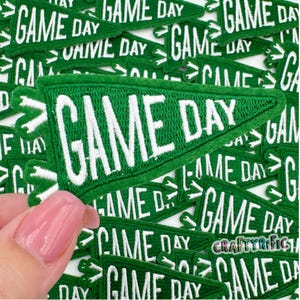 Game Day Pennant Patch, Green Pennant Patch, Hat Patch, Football Patch, Game Day Patch, Patch for Hat, Embroidery Iron On Patch