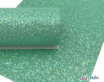 Pastel Green Chunky Glitter Canvas Sheets, Chunky Glitter Fabric Sheet, Canvas Fabric for Bows - 0762