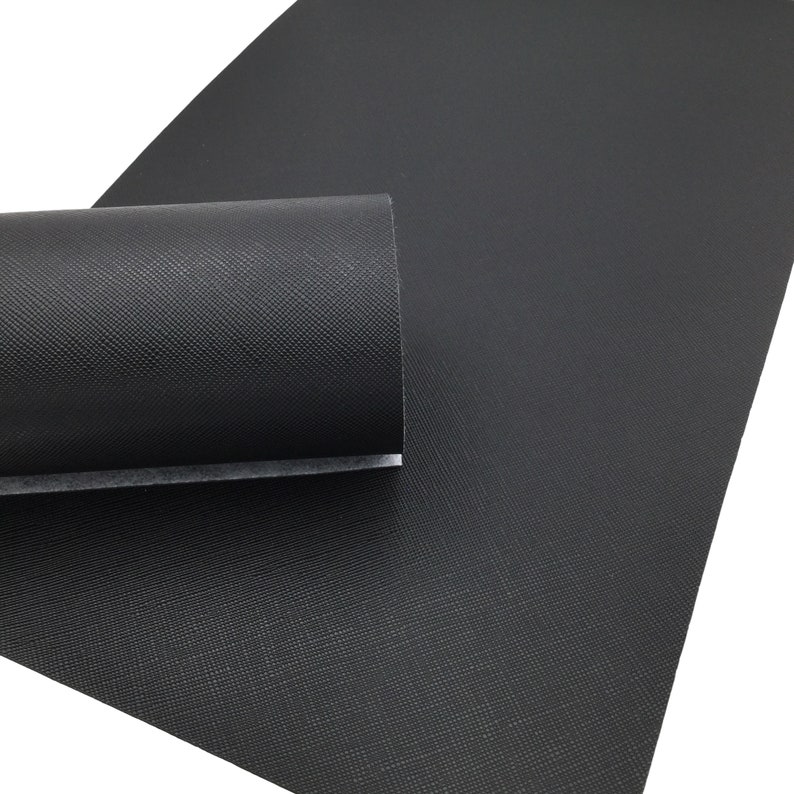 BLACK SAFFIANO Faux Leather Sheets, Saffiano Texture, Leather for Earrings, Fabric Sheet, Textured Leather-259 image 1