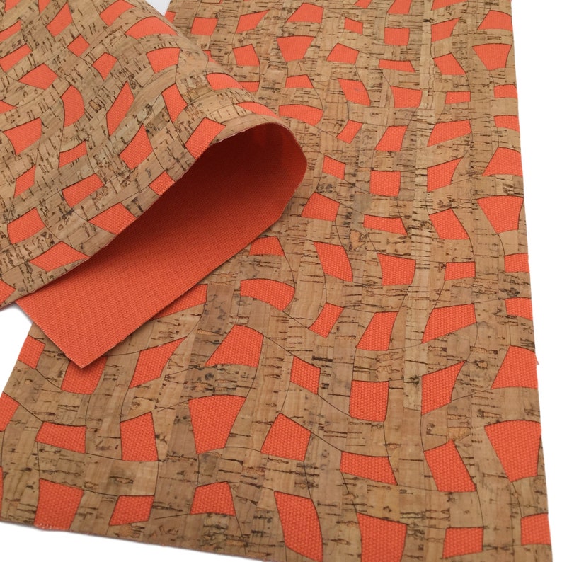ORANGE Cork Fabric Sheet 1mm Thick Color Canvas Backing Cut Etsy