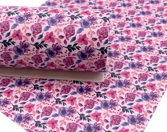 Purple Floral Faux Leather Sheet