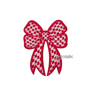 Checkered Bow Patch - Hot Pink