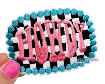 Howdy Turquoise Patch, Western Patch,  Rodeo Patch, Cowgirl Patch, Trucker Hat Patches, Embroidery Patch, Iron on Patch