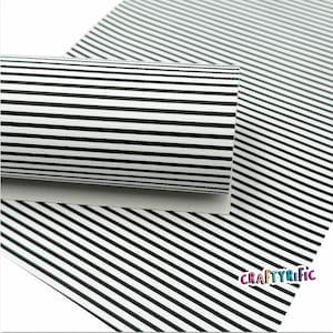 Black and White Stripes Faux Leather Sheet, Canvas Fabric Sheet, Fake Leather Sheets, Leather for Earrings, Hair Bow Material - 0330