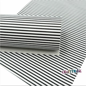 Black and White Stripes Faux Leather Sheet, Canvas Fabric Sheet, Fake Leather Sheets, Leather for Earrings, Hair Bow Material - 0330