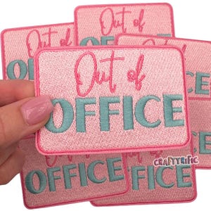 Out Of Office Patch, Funny Patch, Preppy Pink Patch, Trucker Hat Patches, Snarky Patch, Iron on Patch