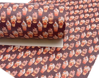 Pumpkin Spice Season Print Faux Leather Sheet