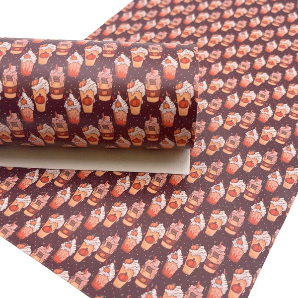 Pumpkin Spice Season Print Faux Leather Sheet