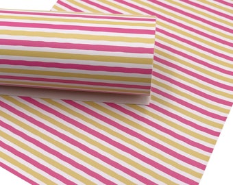 Pink Lemonade Stripe Custom Print Faux Leather Sheet