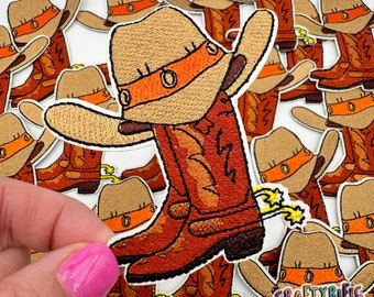 Cowboy Boots Patch, Western Patch,  Rodeo Patch, Cowgirl Patch, Trucker Hat Patches, Embroidery Patch, Iron on Patch