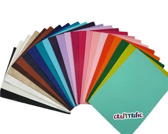 23 Pcs Faux Leather Sheets Sampler Pack, 5.75x4" inch sheet, Smooth Faux Leather, Pre Cut Leather, Color Card Set, Swatch Pack