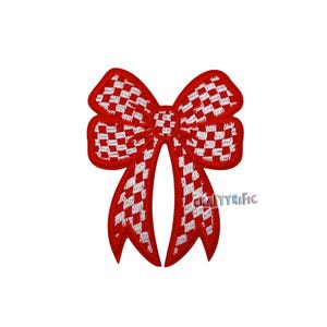 Checkered Bow Patch - Red