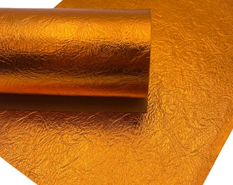 Orange Metallic Textured Faux Leather Sheet