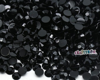 Jet Black Jelly Rhinestones Pack of 1000, Non Hot fix Resin Rhinestones, Choose Size 4mm or 5mm