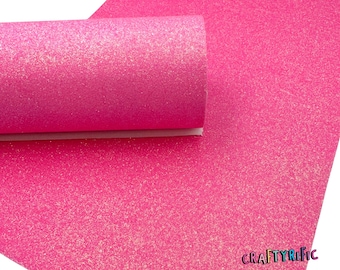 Neon Pink Iridescent Fine Glitter Fabric Sheet