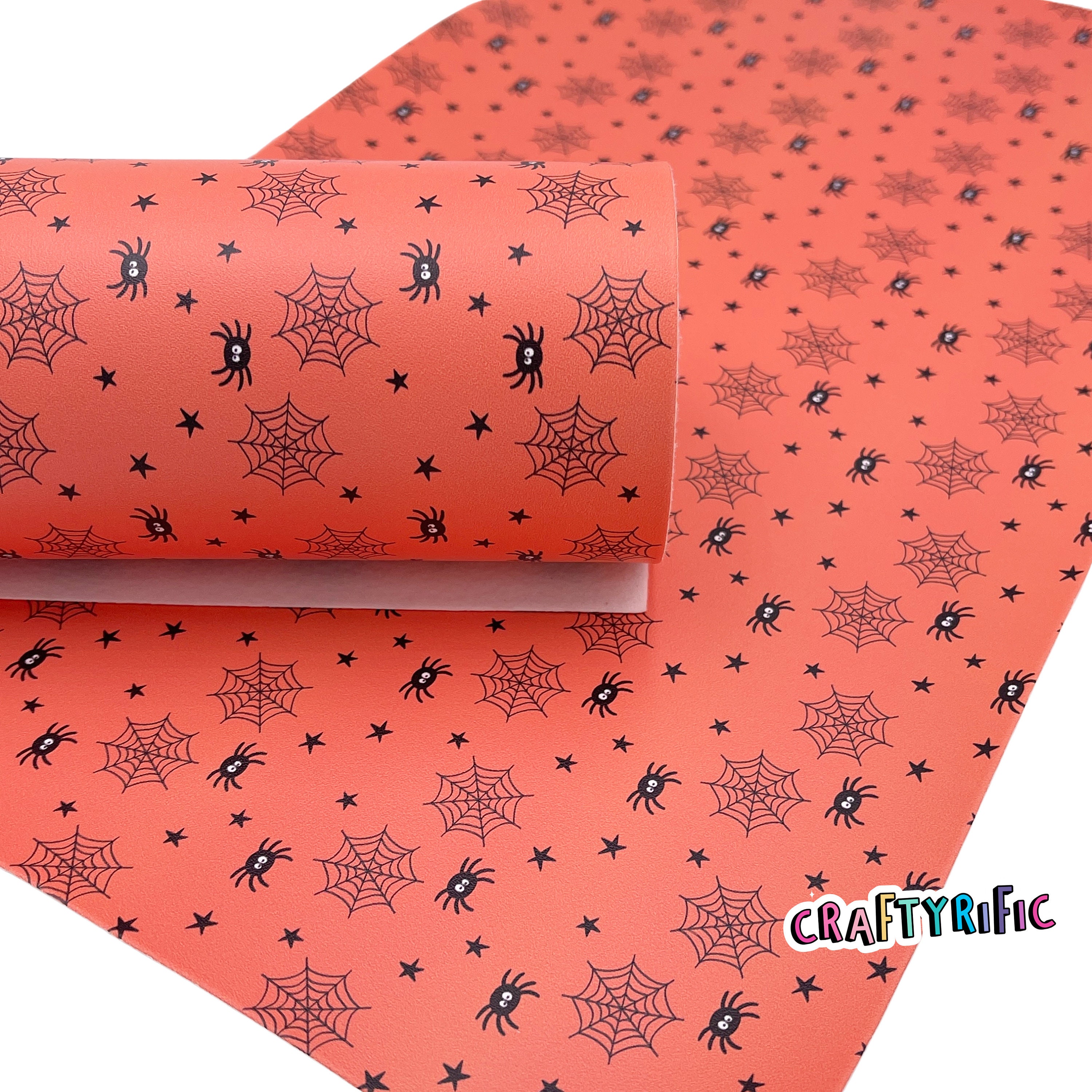 Whaline Halloween Faux Leather Sheets 8 x 12 Inch Pumpkin Plaid Dots Stripe  Synthetic Leather Fabric Glittery Black Orange Faux Leather for Halloween