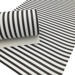 BLACK & WHITE Stripes Faux Leather Sheets, Faux Leather, Printed Faux Leather, Vinyl Fabric Sheet, 265