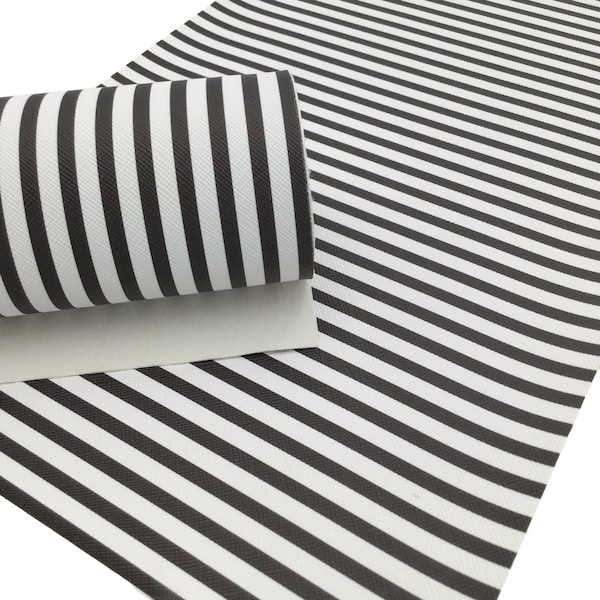 Black and White Stripe Faux Leather Sheets, Faux Leather, Printed Faux Leather, Vinyl Fabric Sheet