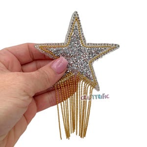 Silver Rhinestone Star Patch, Hotfix Rhinestone Patch, Trucker Hat Patches, Trendy Patch, Iron on Patch