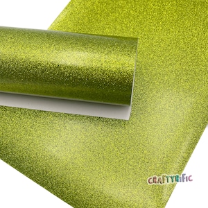 Apple Green Glitter Vinyl With Canvas Back For Embroidery, Glitter Sheets, Embroidery Glitter, Hair Bow Material
