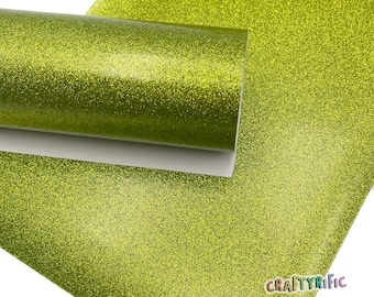Apple Green Glitter Vinyl With Canvas Back For Embroidery, Glitter Sheets, Embroidery Glitter, Hair Bow Material