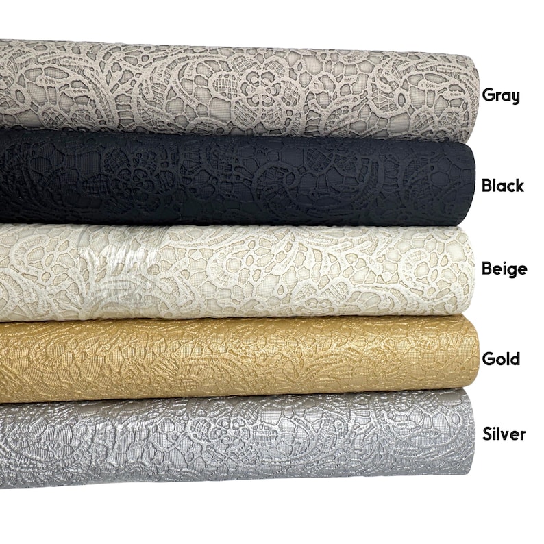 Floral Lace Embossed Faux Leather Rolls image 4