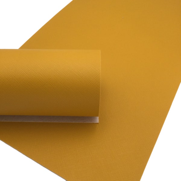MUSTARD YELLOW SAFFIANO Faux Leather Sheets, Saffiano Texture, Leather for Earrings, Fabric Sheet, Textured Leather