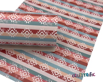Boho Aztec Faux Leather Sheet, Western Print Leather, Howdy Print Leather, Cowgirl Faux Leather, Custom Printed Leather