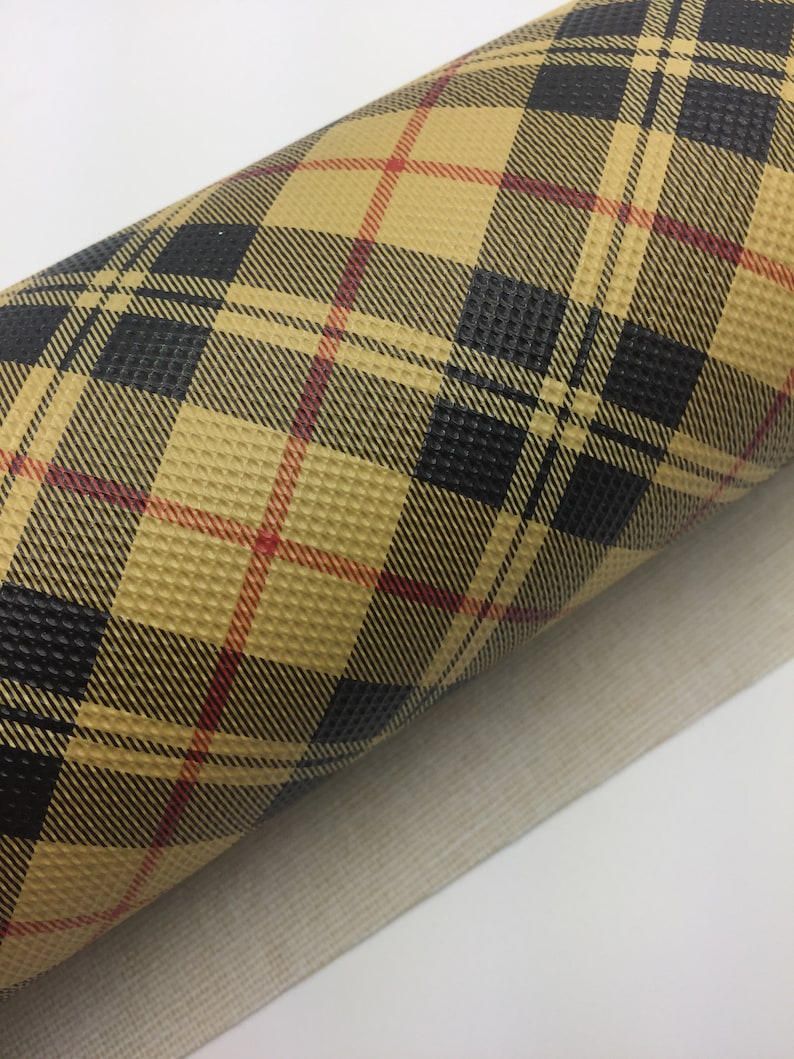 MUSTARD Plaid Faux Leather Sheets Buffalo Plaid Printed Faux Etsy