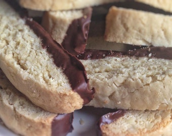 Almond Italian Biscotti - Dipped in Chocolate - 1 Dozen