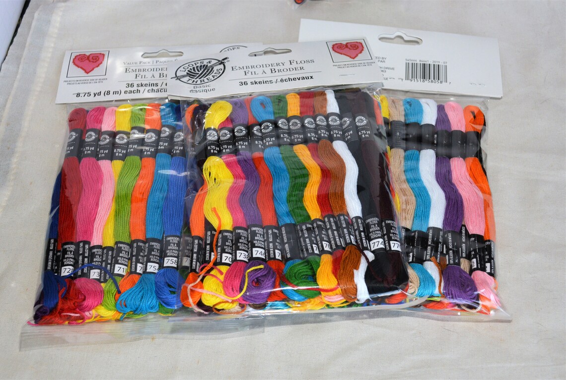 Embroidery Floss by Loops & Threads, 36 Skeins of Embroidery Floss