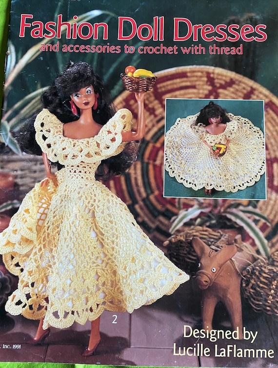Fashion Doll Dresses and Accessories to Crochet with Thread, Fashion Doll,  Doll Dresses, Doll Book, Doll Dresses Patterns.