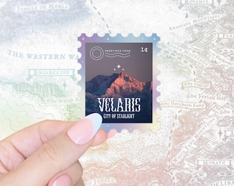 Velaris, Crescent City, Throne of Glass, Terrasen, Lunathion, Kindle Sticker, Bookish Sticker, ACOTAR Sticker, Holographic, Prythian, Stamp