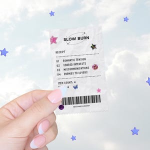 Holographic Slow Burn Receipt, Romantasy, Emily Henry, Smut, Kindle Sticker, y2k, Bookish, ACOTAR, TOG, fourth wing, enemies lovers, booktok bild 2