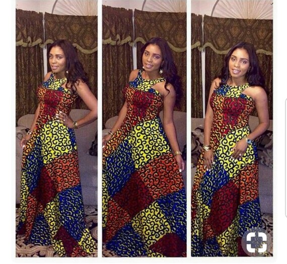 Long Dashiki Dressmulticoloured Ankara Dress Handmade Etsy
