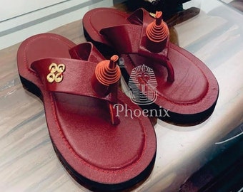 Ahenema Slippers, African Slippers, Leather Slippers, Cross Slippers, African Wedding Slippers, Traditional Slippers, Royal Slippers,